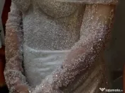 Rochie de mireasa tip sirena cu corset si maneci detasabile