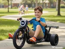 Tricicleta electrica cu functie Drift, Kinderauto BJSX2338, 2x 250W Blue