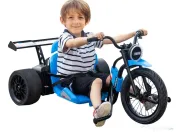 Tricicleta electrica cu functie Drift, Kinderauto BJSX2338, 2x 250W Blue