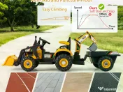 Tractoras electric pentru copii Kinderauto BJEJ1588E 2x35W, 12V Yellow