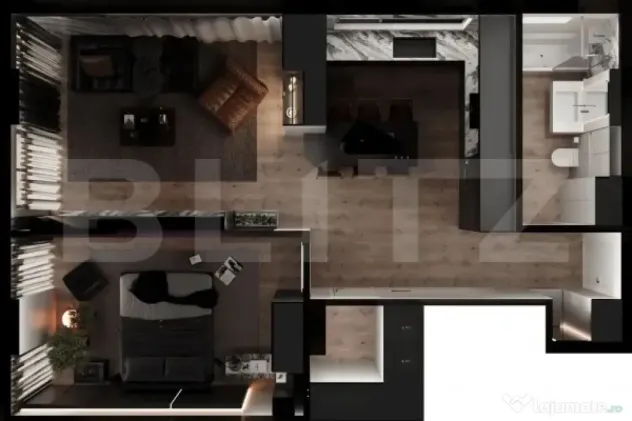 Apartament Luxury 2 camere, open space