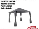 Pavilion CORT Umbrela Cadru Metal Gradina Terasa Curte Evenimente Gri 3x3x2.7 M