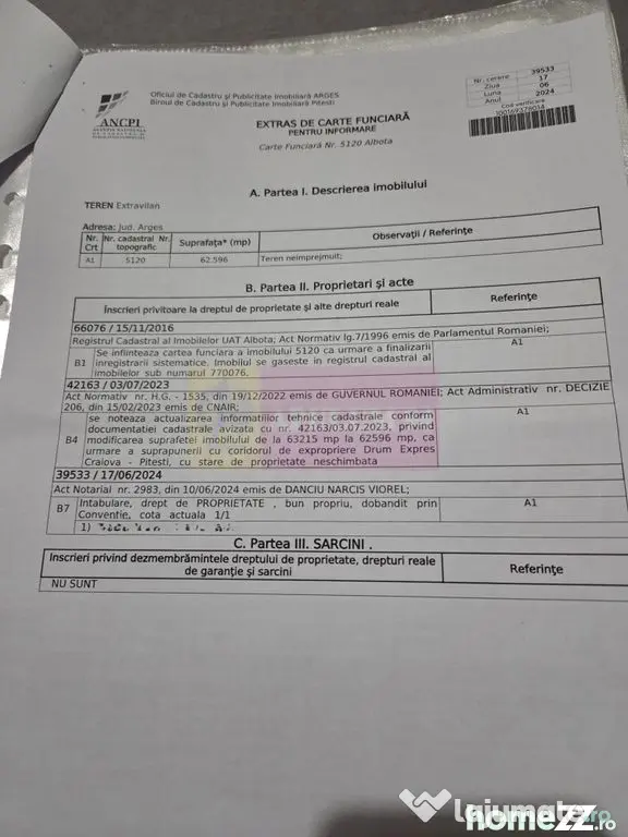 6,26 ha lângă DEx12 Pitești | 2,95 €/mp | acces DJ P...