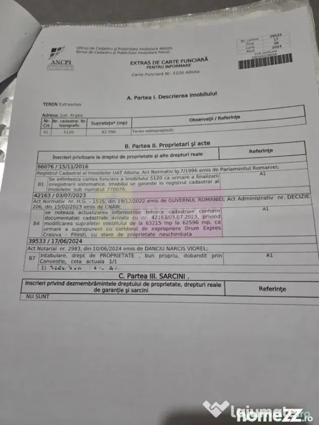 6,26 ha lângă DEx12 Pitești | 2,95 €/mp | acces DJ P...