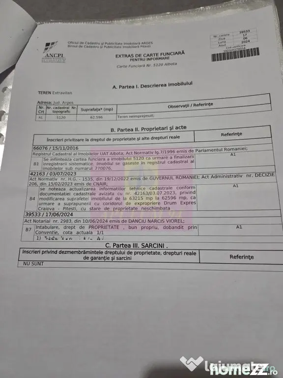 Teren 6,26 ha lângă DEx12 Pitești - Albota (Arges)