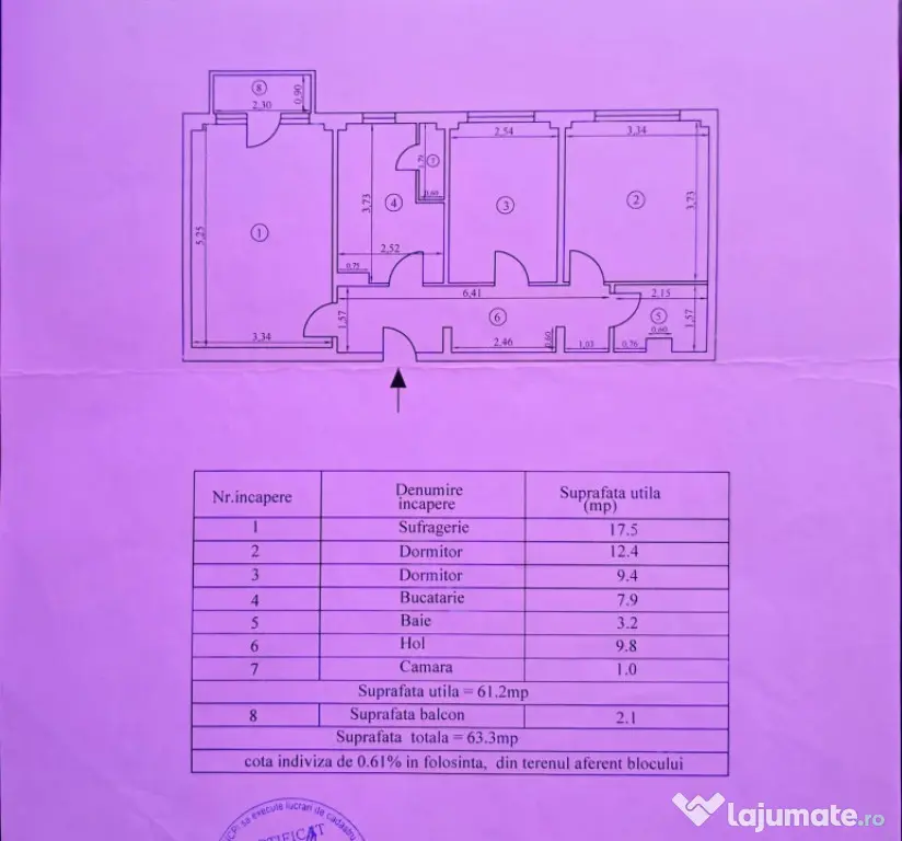 - Apartament 3 camere confort 1 decomandat, Plantelor, etaj