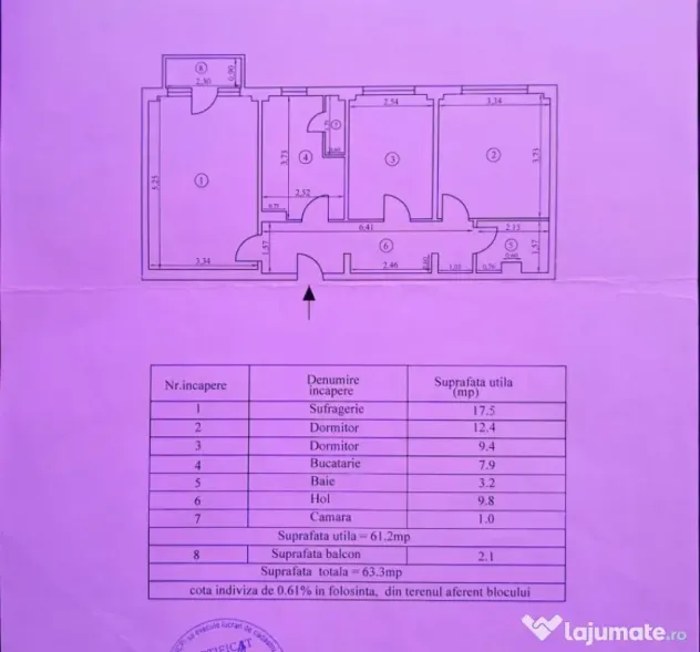 - Apartament 3 camere confort 1 decomandat, Plantelor, etaj
