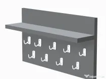 Cuier de perete cu 9 agatatori si polita, 70x40cm