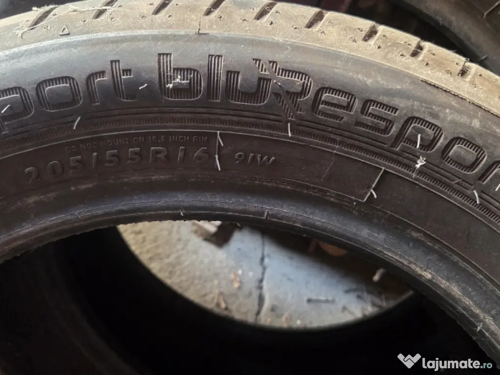 4 Anvelope vară 205/55/16 second-hand, 2 DUNLOP sport blue response, 2 FULDA sport control