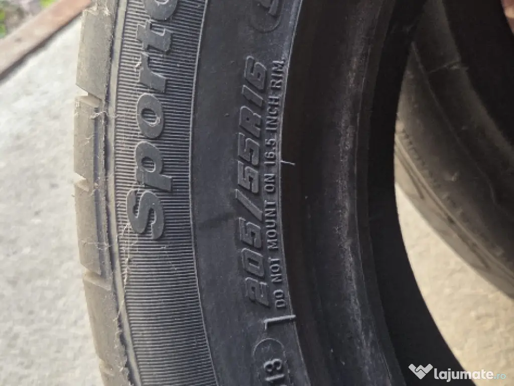 4 Anvelope vară 205/55/16 second-hand, 2 DUNLOP sport blue response, 2 FULDA sport control