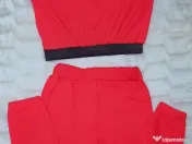 Trening Compleu Fata 8 ani 128 cm CK Set Nou Bumbac 100% Roșu Strasuri Top Crop 