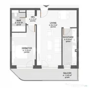 Apartament semidecomandat, 54,74 mp utili, terasa, garaj, zo 