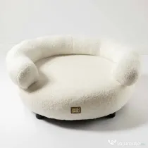 Canapea Curbată Bej - Bouclé BRAUBRAU pentru Câini și Pisici
