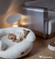 Canapea Curbată Bej - Bouclé BRAUBRAU pentru Câini și Pisici 