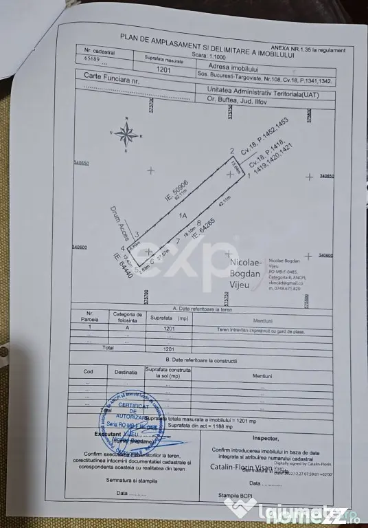 Teren Intravilan Constructii Buftea Central