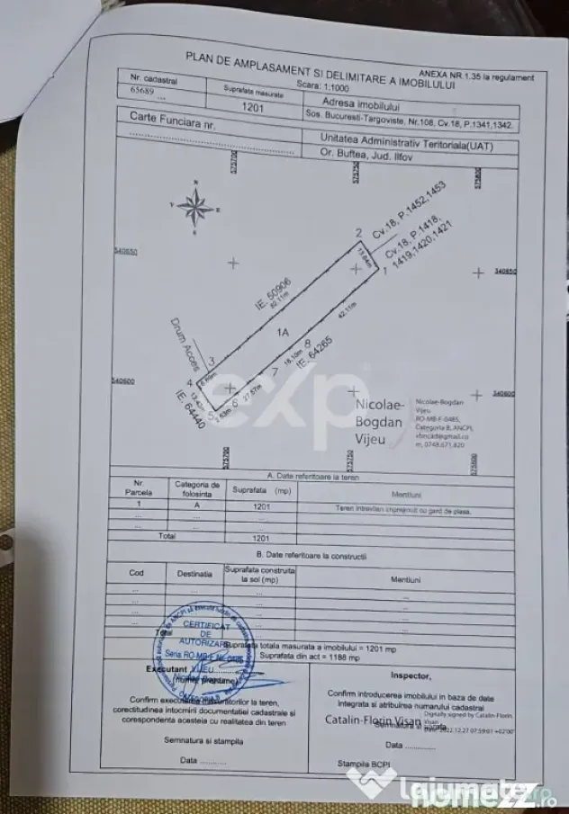 Teren Intravilan Constructii Buftea Central