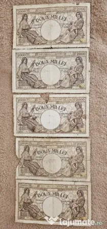 5 Bancnote 2000 lei puse in circulatie in perioada 1941,1943,1944