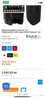 Boxa Portabila Activa Cu USB/SD/BT/VHF Ibiza PORT238VHF-BT