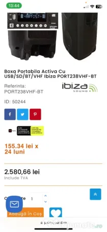 Boxa Portabila Activa Cu USB/SD/BT/VHF Ibiza PORT238VHF-BT