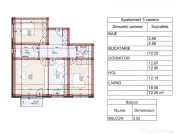 Apartament 3 camere, 2 bai , 72 mp + 3 mp terasa 