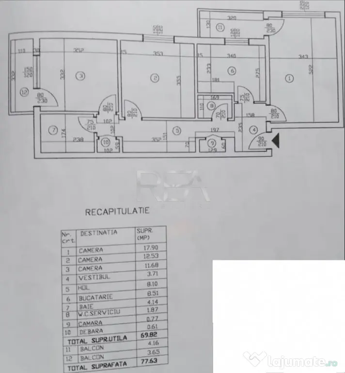 3 camere Dorobanți decomandat, inst. schimb., an 1983, 78 m