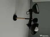 Lustra 5 becuri neagra accente cu de lemn 