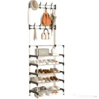 Cuier Multifuncțional cu Pantofar Integrat Structura Metalica (171x60cm) 