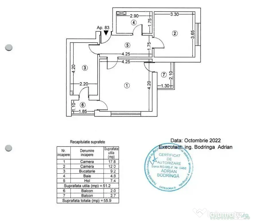 Apartament 2 camere - Proiect Design – Exigent - Direct...