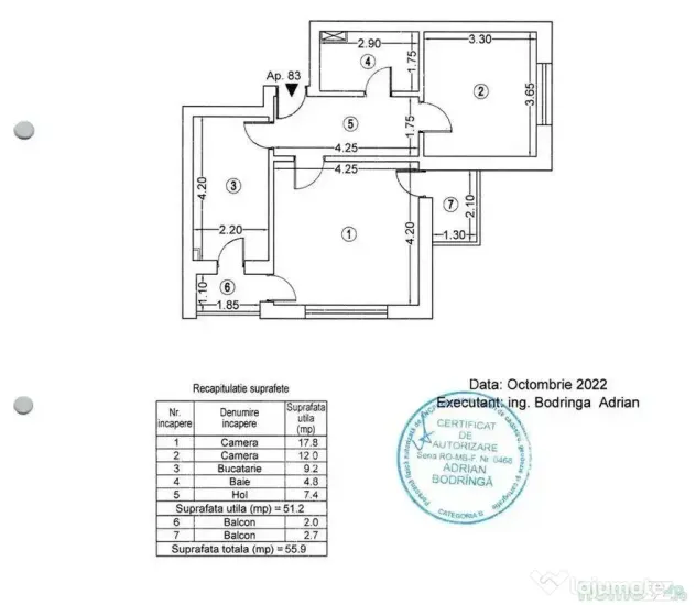 Apartament 2 camere - Proiect Design – Exigent - Direct...