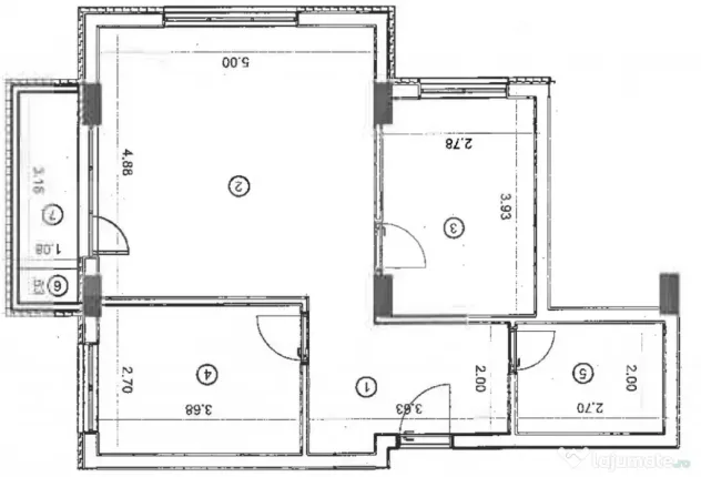 Apartament 3 camere, 59 mp, etaj intermediar, zona Vivo Mall