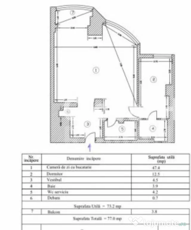 Apartament 2 camere 77 mp -2 grupuri sanitare | Blv Unirii