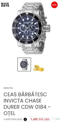 Ceas barbătesc Invicta Chase Durer cdw0184