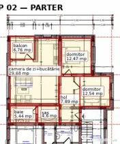 Apartament spațios cu 2 dormitoare și terasă generoasă, 