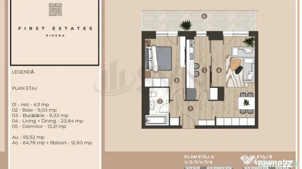 Apartament 2 camere Terasa 13 mp Pipera Rond OMV