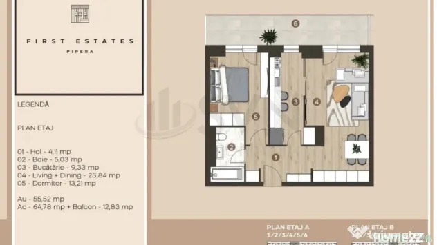 Apartament 2 camere Terasa 13 mp Pipera Rond OMV