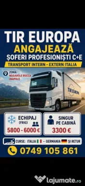 Angajăm Șoferi TIR C+E în Italia | Salariu bun | Contract RO 