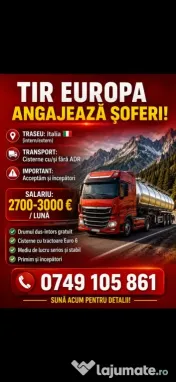 Angajăm Șoferi TIR C+E în Italia | Salariu bun | Contract RO 