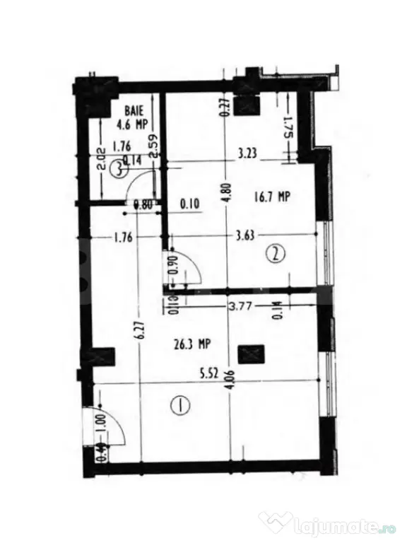 Apartament cu C.F. 2 camere, 47,6 mp utili, bloc nou, Mără