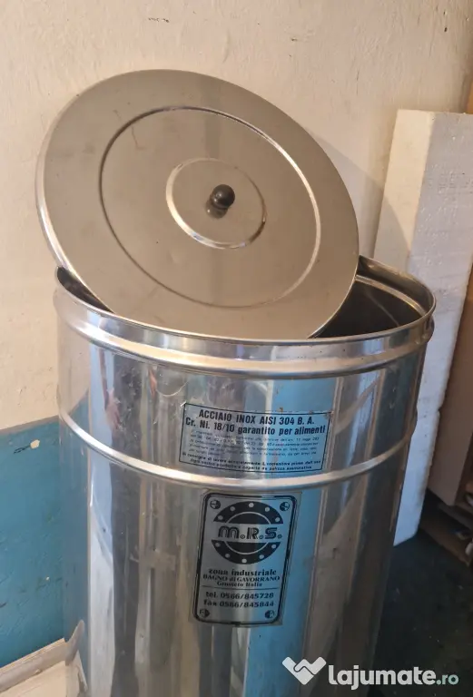 Butoi 100 litri, inox alimentar Italia, cu robinet de golire si capac