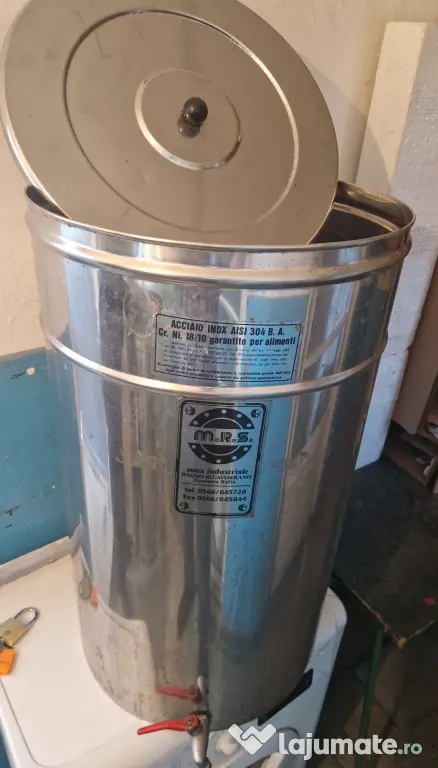 Butoi 100 litri, inox alimentar Italia, cu robinet de golire si capac