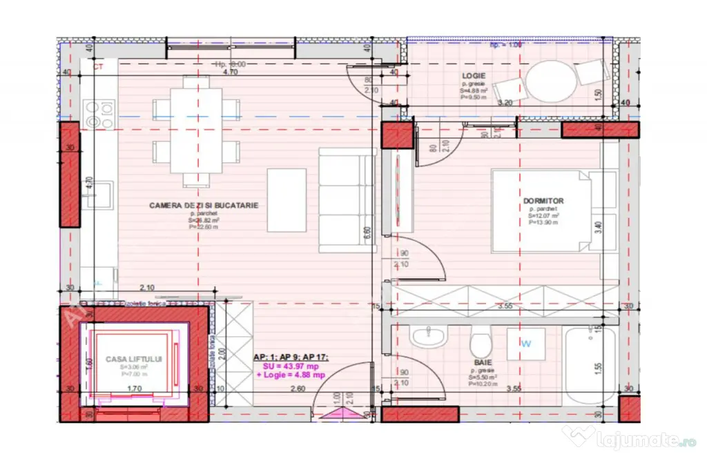 Apartament la cheie cu 2 camere la etajul 1 in Selimbar