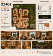 Apartament 3 camere, 75mp | Standarde nZEB |Ansamblu nou | B 