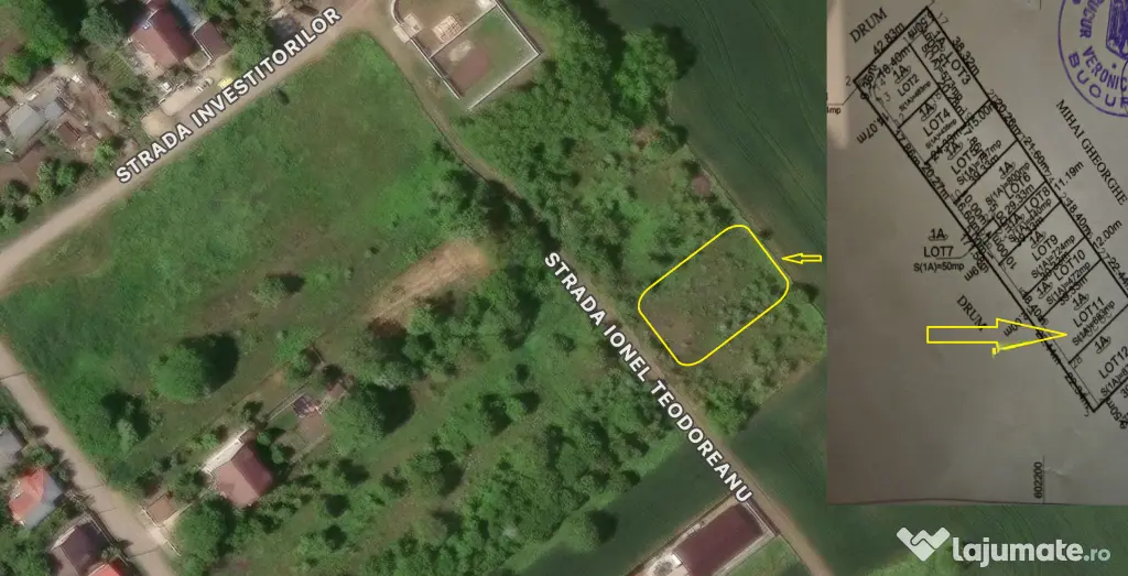Teren intravilan 995 mp | Deschidere 22,44 m | PUZ | Curent la teren | Postăvari