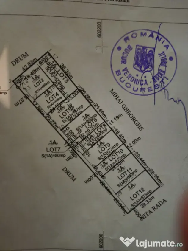 Teren intravilan 995 mp | Deschidere 22,44 m | PUZ | Curent la teren | Postăvari