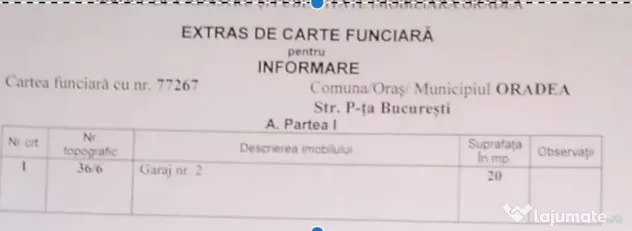 Garaj cu CF, 20 mp, Piata Bucuresti. 12 500 E (neg). Comi...