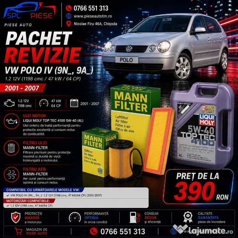 Pachet Revizie VW Polo IV (9N_, 9A_) 1.2 12V (64 CP) 2001-2007