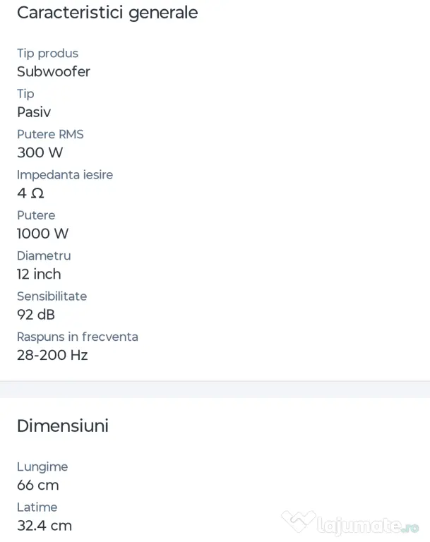 Subwoofer Alpine 300 watt RMS