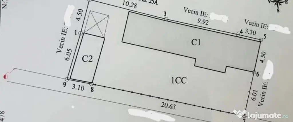 Teren+casa 3 camere-zona Coiciu
