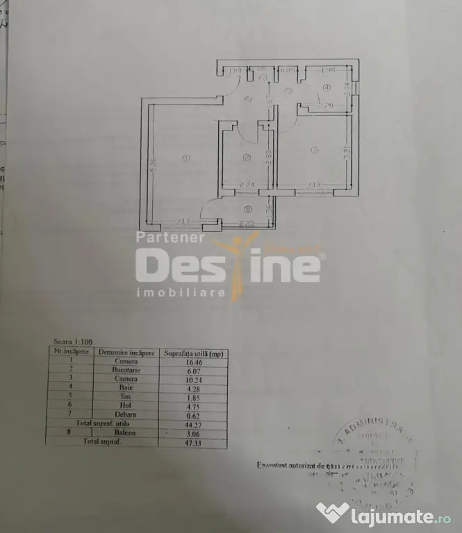 COMISION 0% Podu de Fier - Apartament 2 camere decomandat 47