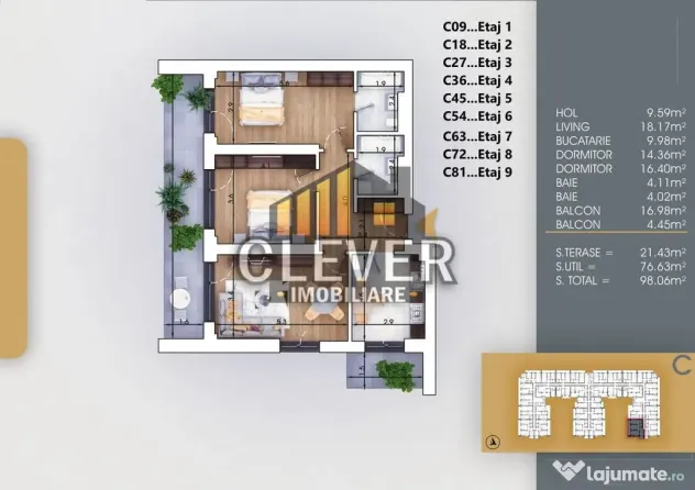 Apartament 3 camere Finalizat, Incalzire Pardoseala | Met...